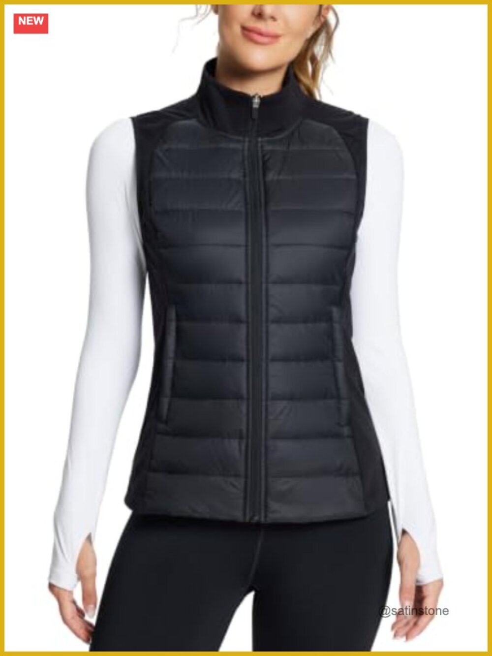 baleaf Women's Lightweight Puffer Vest Winter Running Sleeveless Zip Pockets